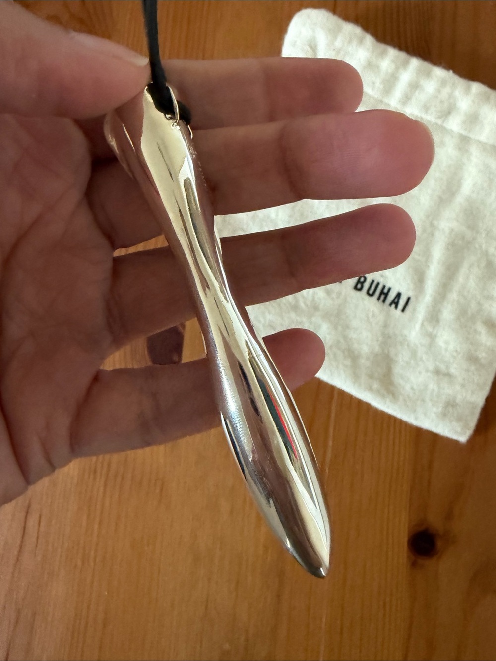 Sophie Buhai Silver Vessel Pendant Necklace Black Vegan Leather Cord MSRP $1250 - Picture 4 of 11